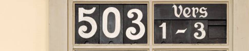 Bildausschnitt: Historische Liedtafel in der Providenzkirche - Lied 503: Geh' aus mein Herz und suche Freud (Paul Gerhardt)
